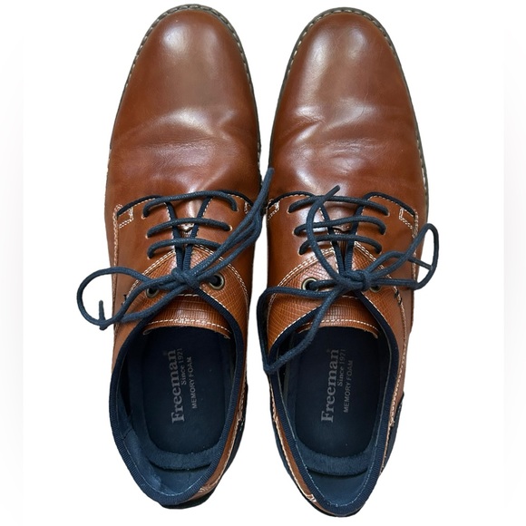 Freeman Men’s Morgan Memory Foam Brown & Navy Dress Shoe Size 8M - Picture 9 of 12